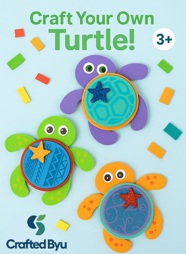 Crafted ByU Foam Turtle DIY Kit – Single Pack product guide showing the colour, finish and available options