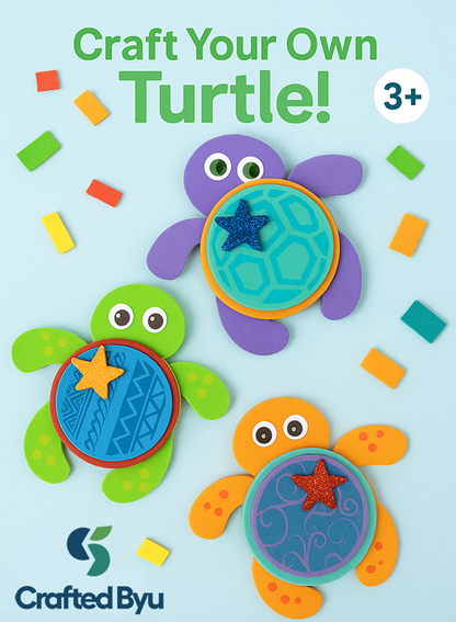 Crafted ByU Foam Turtle DIY Kit – Single Pack product guide showing the colour, finish and available options