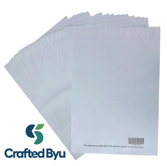 Crafted ByU 10 PCS Recycled Plastic Mailing Bags – 310x405mm | Strong Self Seal | Eco-Friendly product guide showing the colour, finish and available options