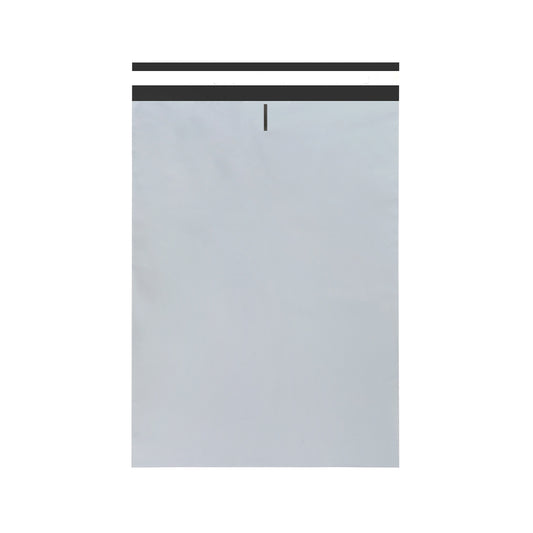 Grey 350 x 480 mm recycled plastic mailing bag with self-adhesive closure