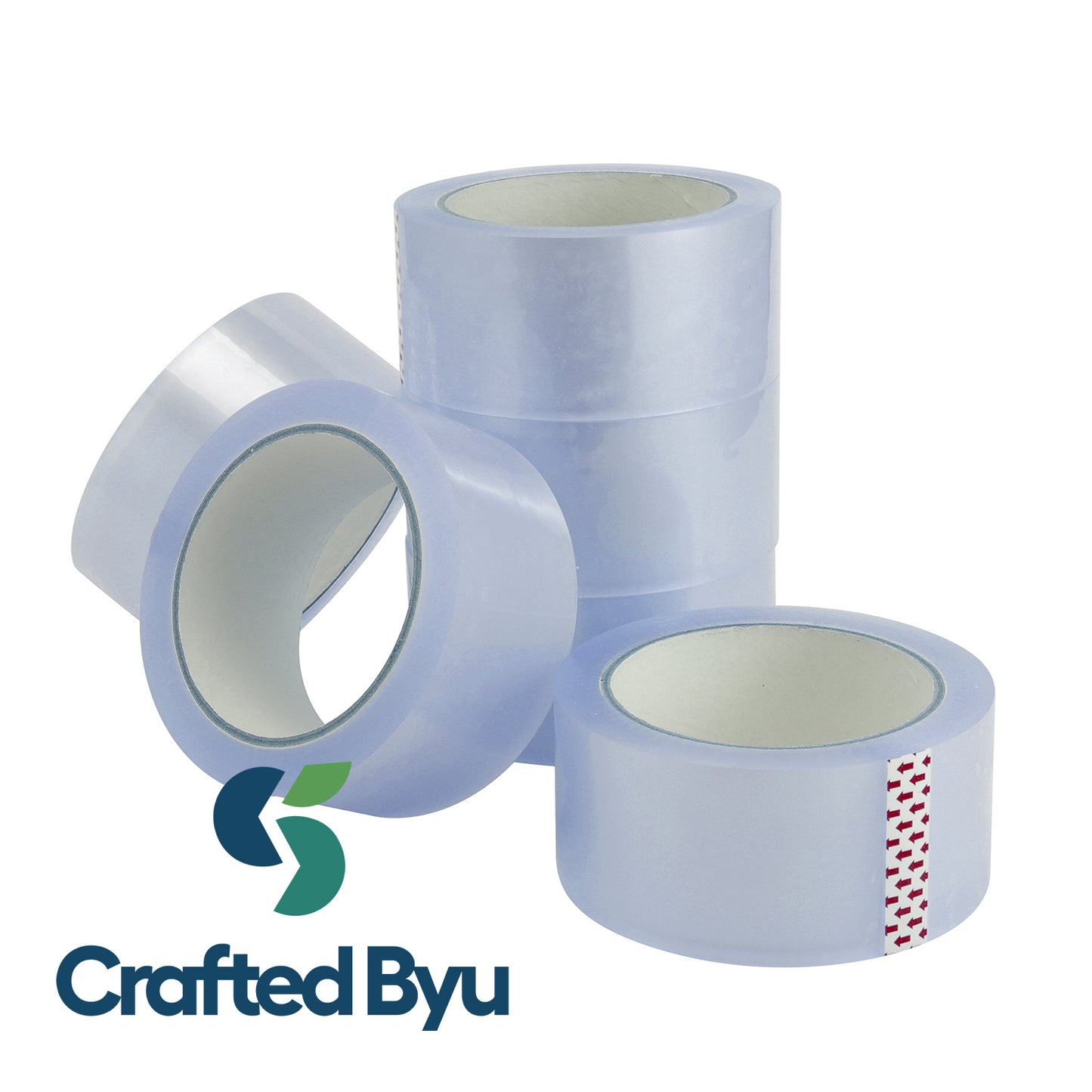 Crafted ByU 6 x Clear Tape – Strong, Multipurpose Transparent Adhesive Tape 48mm x 75m product guide showing the colour, finish and available options