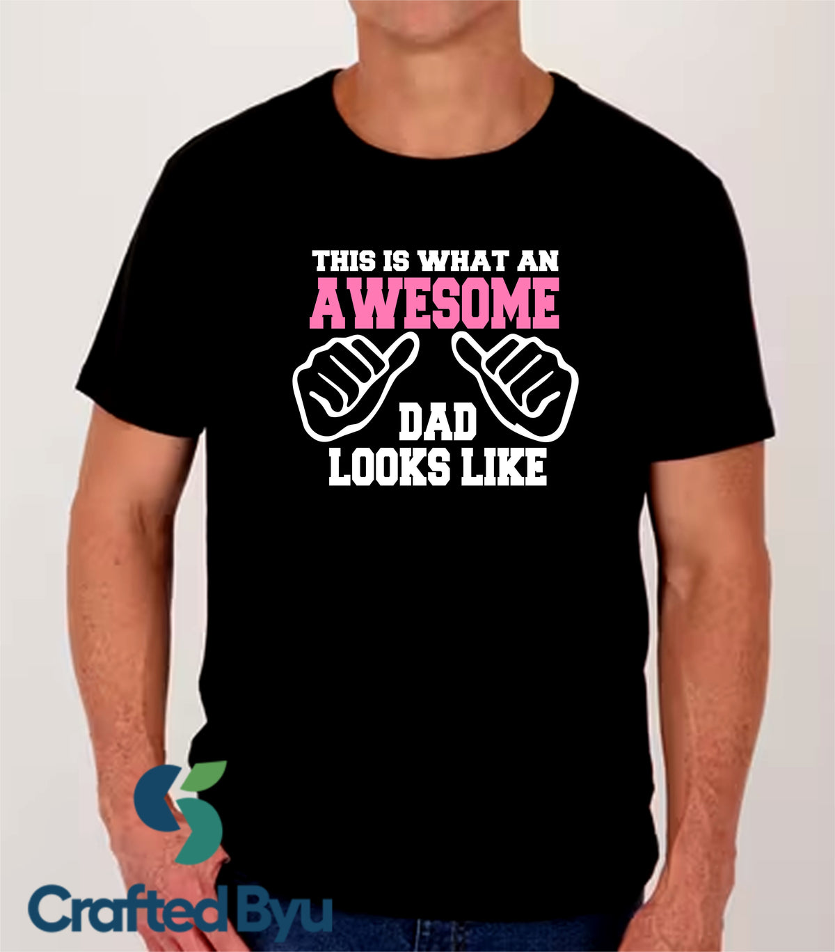 Crafted ByU Awesome Dad T-Shirt – Fun Gift for Fathers with Colourful Design product detail image 3