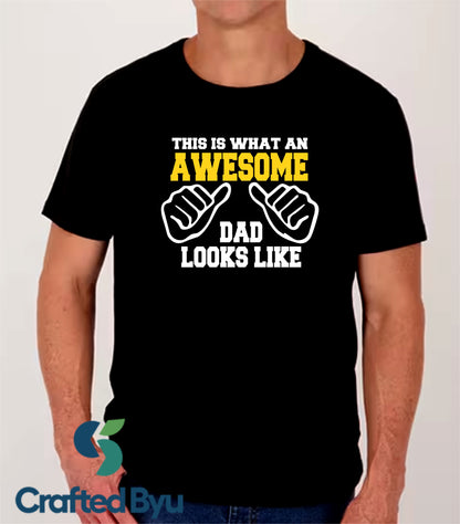 Crafted ByU Awesome Dad T-Shirt – Fun Gift for Fathers with Colourful Design product detail image 4