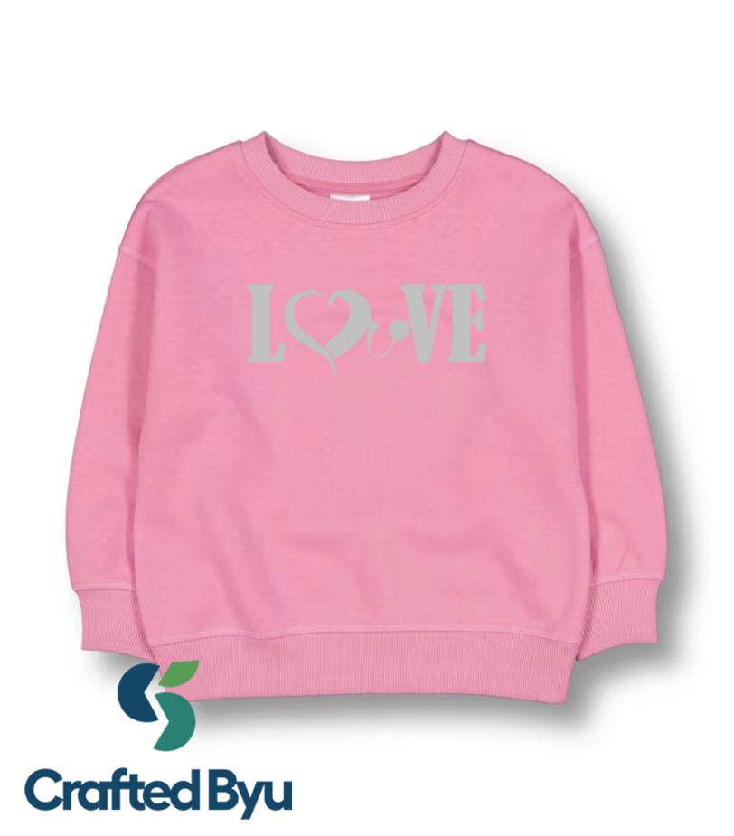 Crafted ByU Girls Fleece Sweat Top – Cozy & Cute Love Design for Girls product guide showing the colour, finish and available options