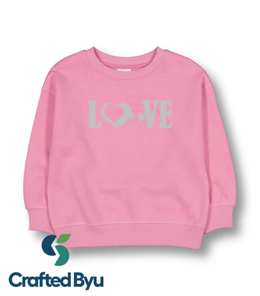 Crafted ByU Girls Fleece Sweat Top – Cozy & Cute Love Design for Girls product guide showing the colour, finish and available options