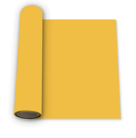 Roll of Medium yellow HTV vinyl for heat transfer on t-shirts, fabric, and crafts – compatible with Cricut and Silhouette cutting machines