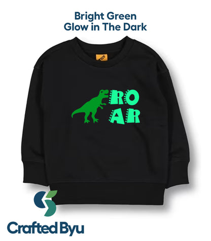 Toddler Boys Fleece Jumper Blue by Day, Bright Green Glow-in-the-Dark by Night! For Tiny Dinosaur Adventures!