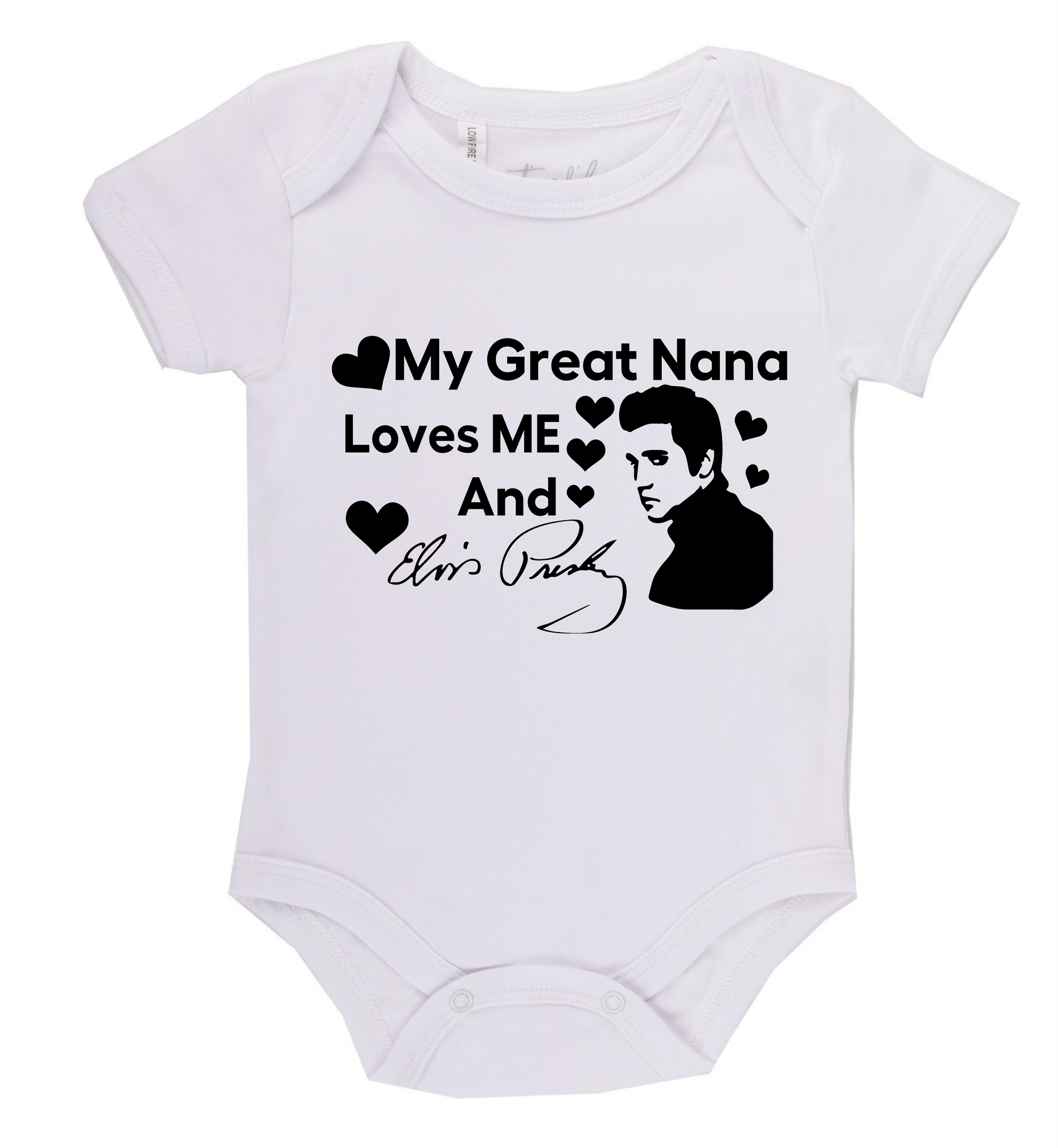 Crafted ByU Elvis Short Sleeve Shirt Onesie product guide showing the colour, finish and available options